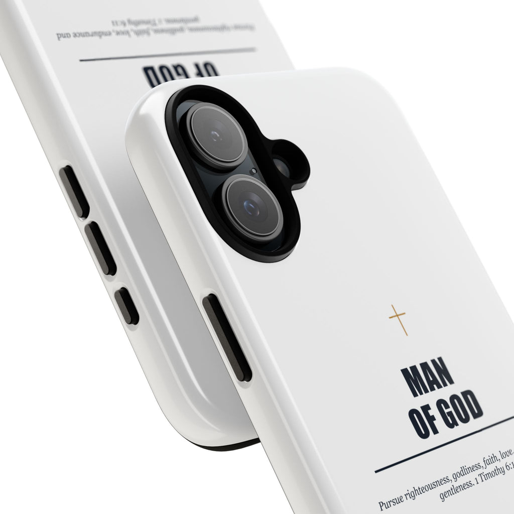 Man of God iPhone Case – Christian Faith Phone Cover with 1 Timothy 6:11 Scripture