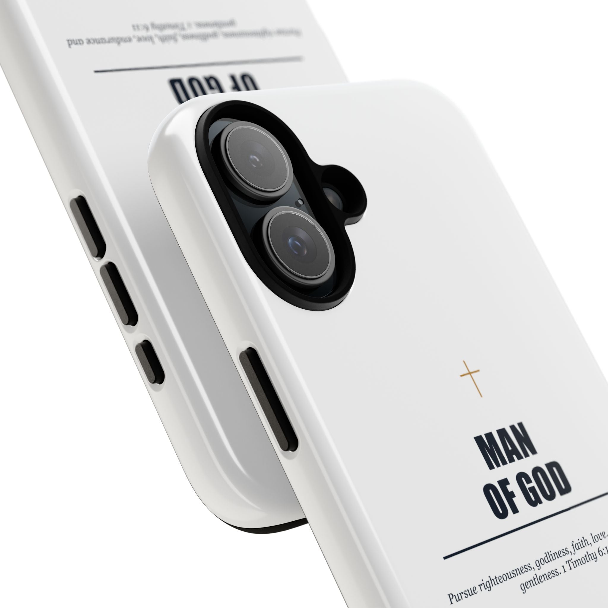Man of God iPhone Case – Christian Faith Phone Cover with 1 Timothy 6:11 Scripture