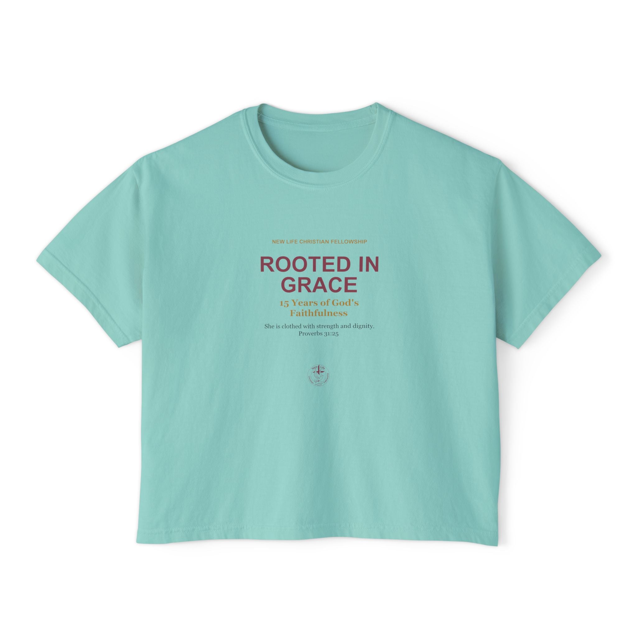 Rooted in New Life Women's Boxy Tee - 15th Anniversary Fundraiser