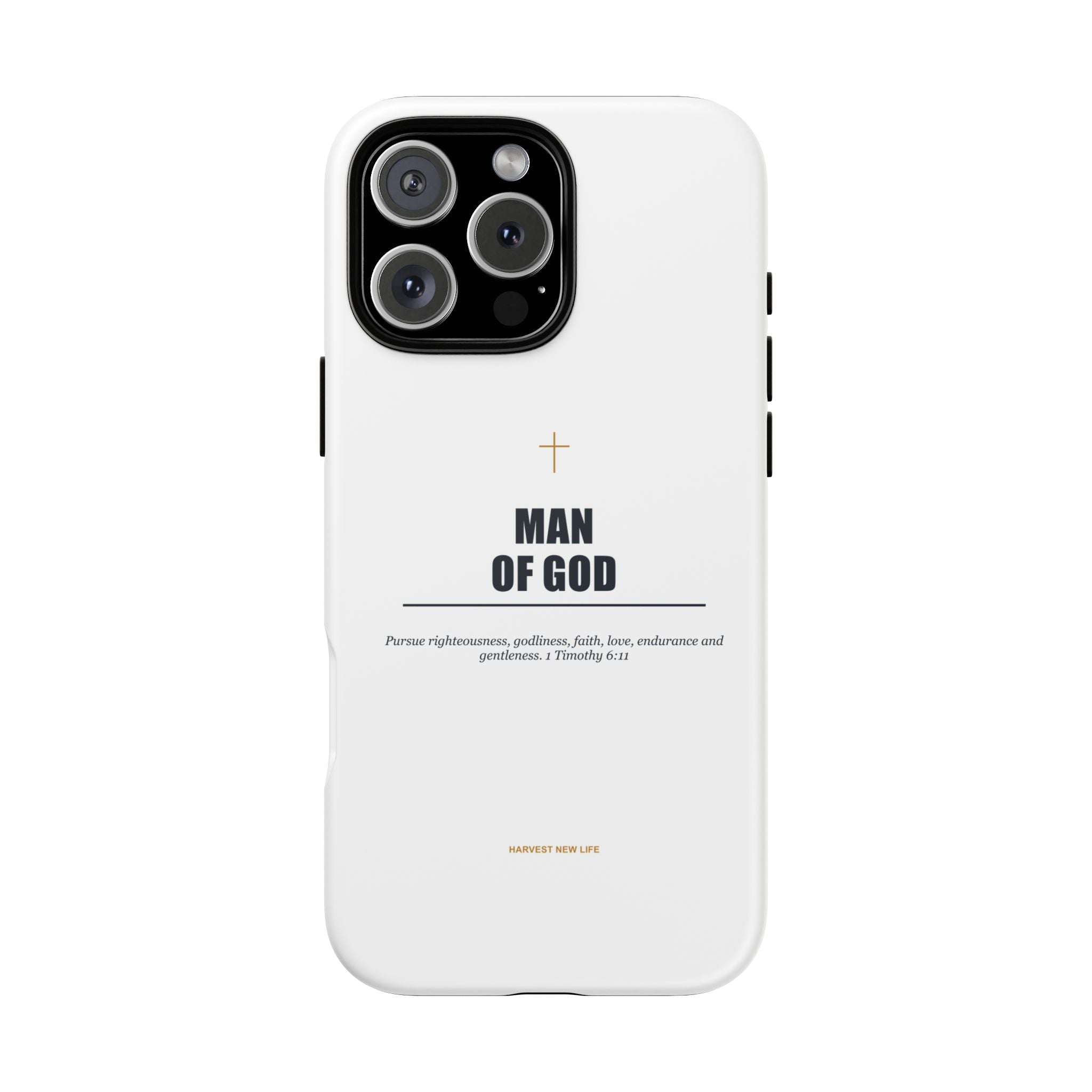 Man of God iPhone Case – Christian Faith Phone Cover with 1 Timothy 6:11 Scripture